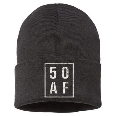 50 AF Funny 50th Birthday Fiftieth Birthday Sustainable Knit Beanie