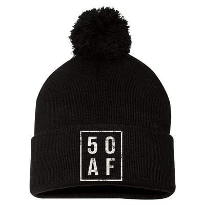 50 AF Funny 50th Birthday Fiftieth Birthday Pom Pom 12in Knit Beanie