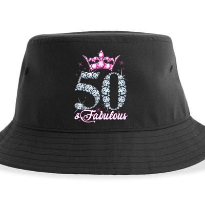 50 and Fabulous 50th Birthday Shirt For Wo Sustainable Bucket Hat