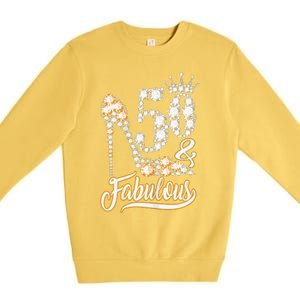 50 And Fabulous 50th Birthday Diamond Gift For Women Premium Crewneck Sweatshirt