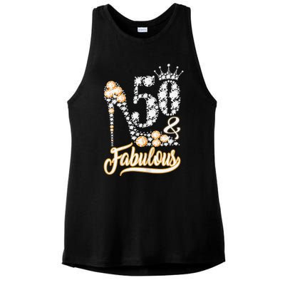 50 And Fabulous 50th Birthday Diamond Gift For Women Ladies PosiCharge Tri-Blend Wicking Tank