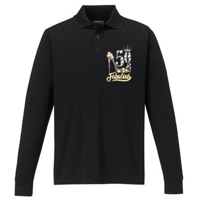 50 And Fabulous 50th Birthday Diamond Gift For Women Performance Long Sleeve Polo