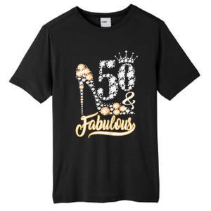 50 And Fabulous 50th Birthday Diamond Gift For Women Tall Fusion ChromaSoft Performance T-Shirt