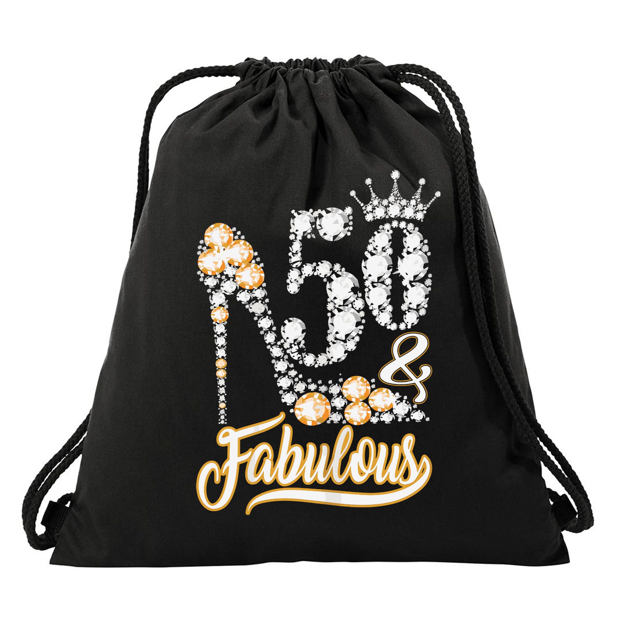 50 And Fabulous 50th Birthday Diamond Gift For Women Drawstring Bag
