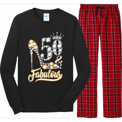 50 And Fabulous 50th Birthday Diamond Gift For Women Long Sleeve Pajama Set