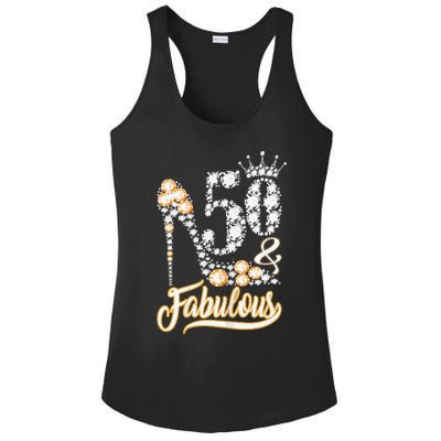 50 And Fabulous 50th Birthday Diamond Gift For Women Ladies PosiCharge Competitor Racerback Tank