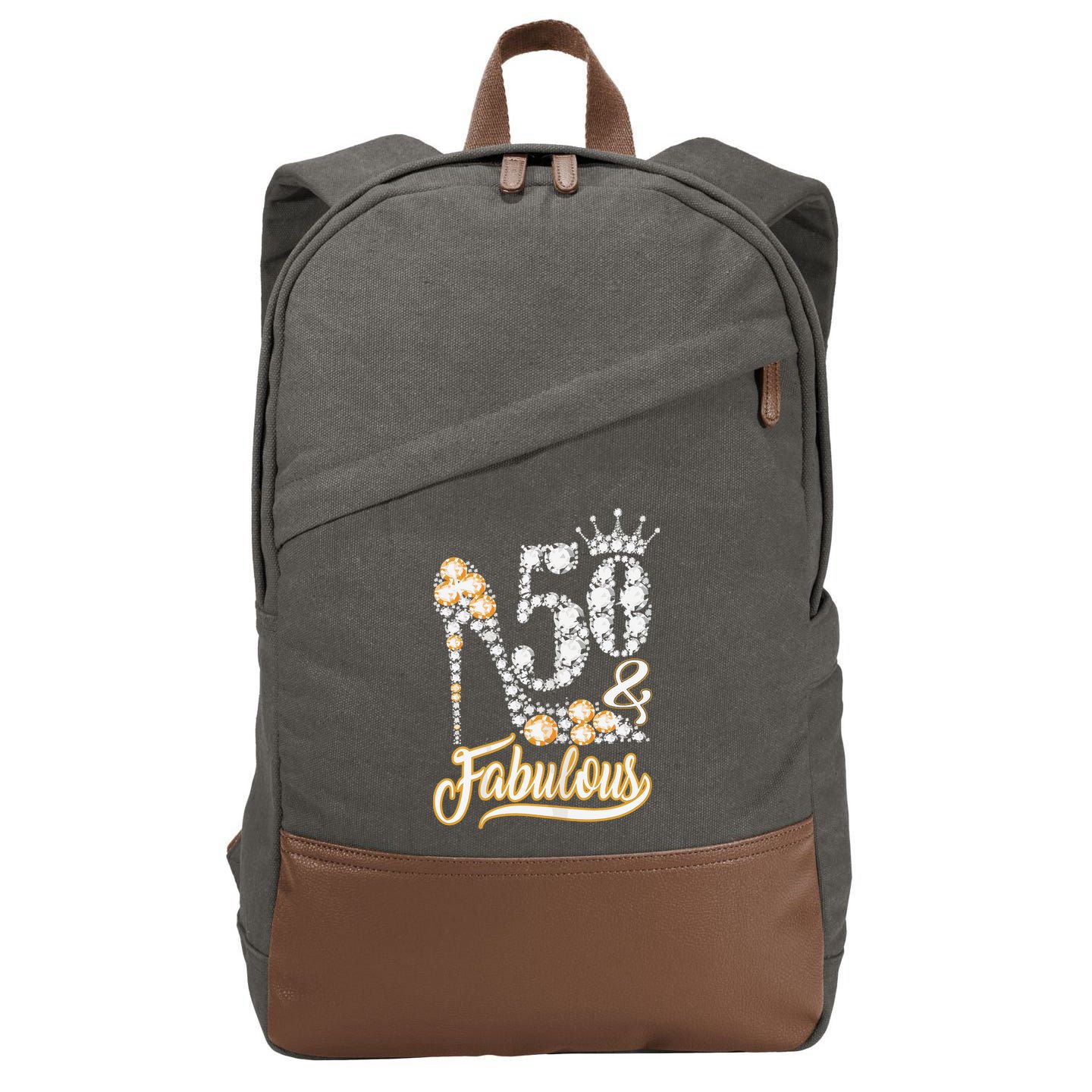50 And Fabulous 50th Birthday Diamond Gift For Women Cotton Canvas Backpack
