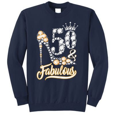 50 And Fabulous 50th Birthday Diamond Gift For Women Tall Sweatshirt