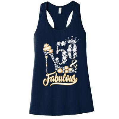 50 And Fabulous 50th Birthday Diamond Gift For Women Women's Racerback Tank