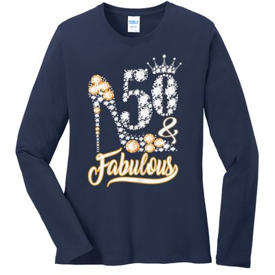 50 And Fabulous 50th Birthday Diamond Gift For Women Ladies Long Sleeve Shirt