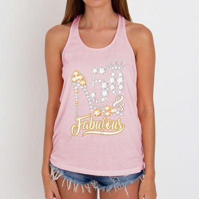 50 And Fabulous 50th Birthday Diamond Gift For Women Women's Knotted Racerback Tank