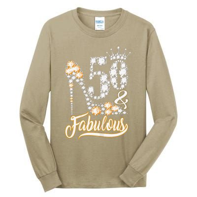 50 And Fabulous 50th Birthday Diamond Gift For Women Tall Long Sleeve T-Shirt