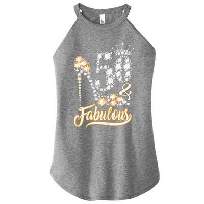 50 And Fabulous 50th Birthday Diamond Gift For Women Women’s Perfect Tri Rocker Tank