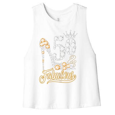 50 And Fabulous 50th Birthday Diamond Gift For Women Women's Racerback Cropped Tank