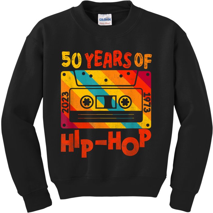 50th Anniversary Of Hip Hop 50 Years Of Hip Hop Old Music Kids Sweatshirt