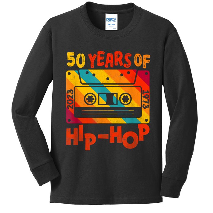 50th Anniversary Of Hip Hop 50 Years Of Hip Hop Old Music Kids Long Sleeve Shirt