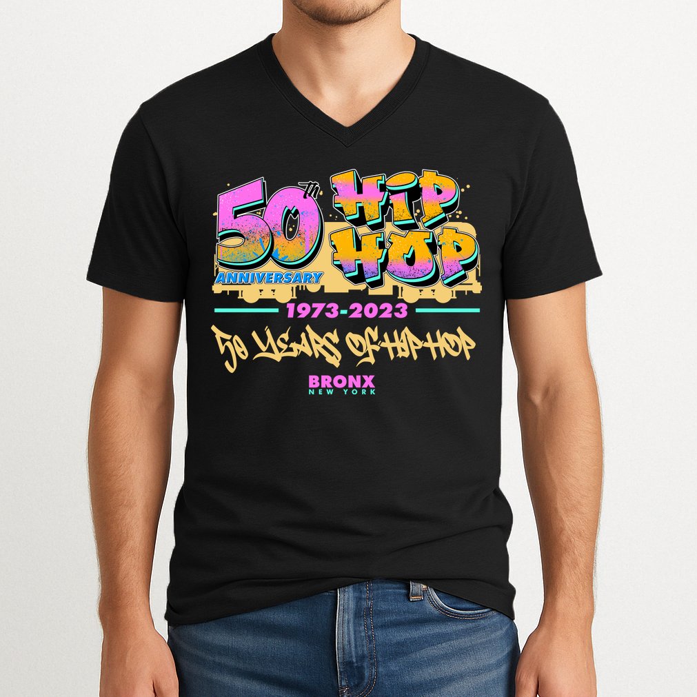 50th Anniversary Of Hip Hop Bronx New York V-Neck T-Shirt