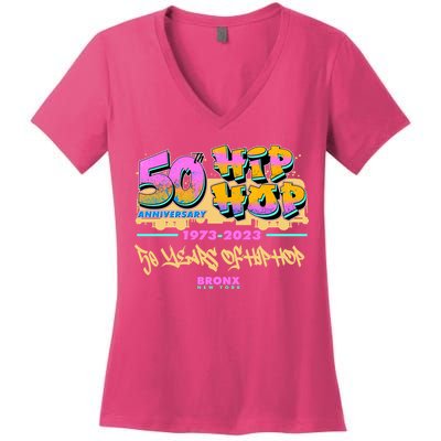 50th Anniversary Of Hip Hop Bronx New York Women's V-Neck T-Shirt