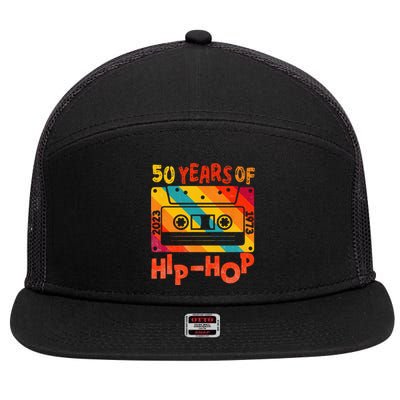 50th Anniversary Of Hip Hop 50 Years Of Hip Hop Old Music 7 Panel Mesh Trucker Snapback Hat