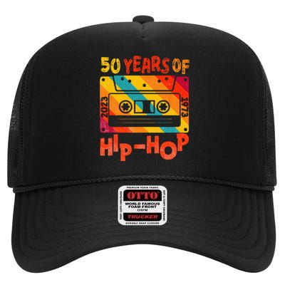 50th Anniversary Of Hip Hop 50 Years Of Hip Hop Old Music High Crown Mesh Back Trucker Hat