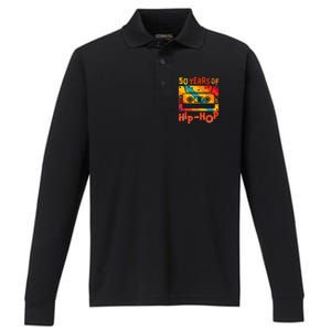 50th Anniversary Of Hip Hop 50 Years Of Hip Hop Old Music Performance Long Sleeve Polo