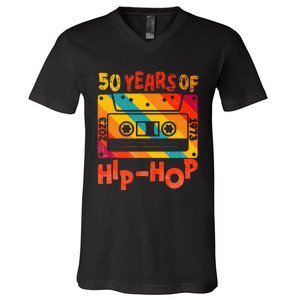 50th Anniversary Of Hip Hop 50 Years Of Hip Hop Old Music V-Neck T-Shirt