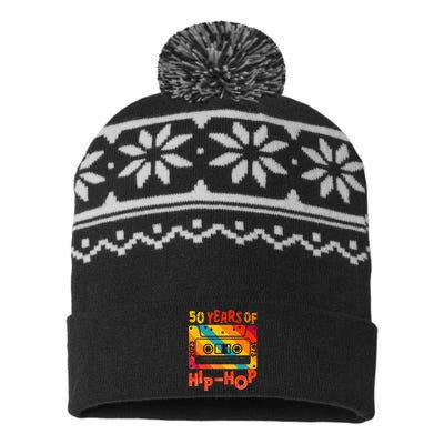 50th Anniversary Of Hip Hop 50 Years Of Hip Hop Old Music USA-Made Snowflake Beanie