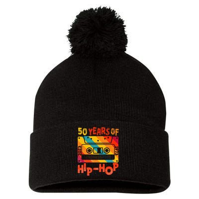 50th Anniversary Of Hip Hop 50 Years Of Hip Hop Old Music Pom Pom 12in Knit Beanie