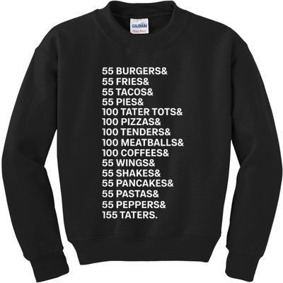 55 Burgers 55 Fries I Think You Should Leave Vintage Meme Kids Sweatshirt