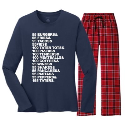 55 Burgers 55 Fries I Think You Should Leave Women's Long Sleeve Flannel Pajama Set 