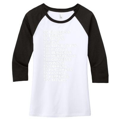 55 Burgers 55 Fries I Think You Should Leave Women's Tri-Blend 3/4-Sleeve Raglan Shirt