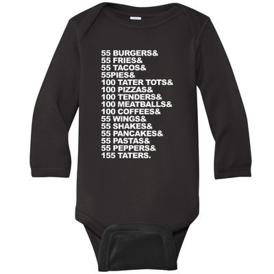 55 Burgers 55 Fries I Think You Should Leave Baby Long Sleeve Bodysuit