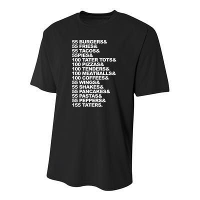 55 Burgers 55 Fries I Think You Should Leave Youth Performance Sprint T-Shirt