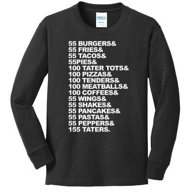 55 Burgers 55 Fries I Think You Should Leave Kids Long Sleeve Shirt