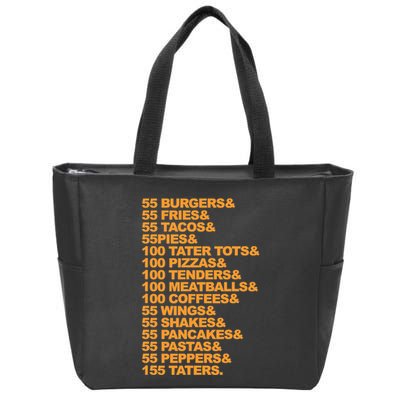 55 Burgers 55 Fries I Think You Should Leave Zip Tote Bag