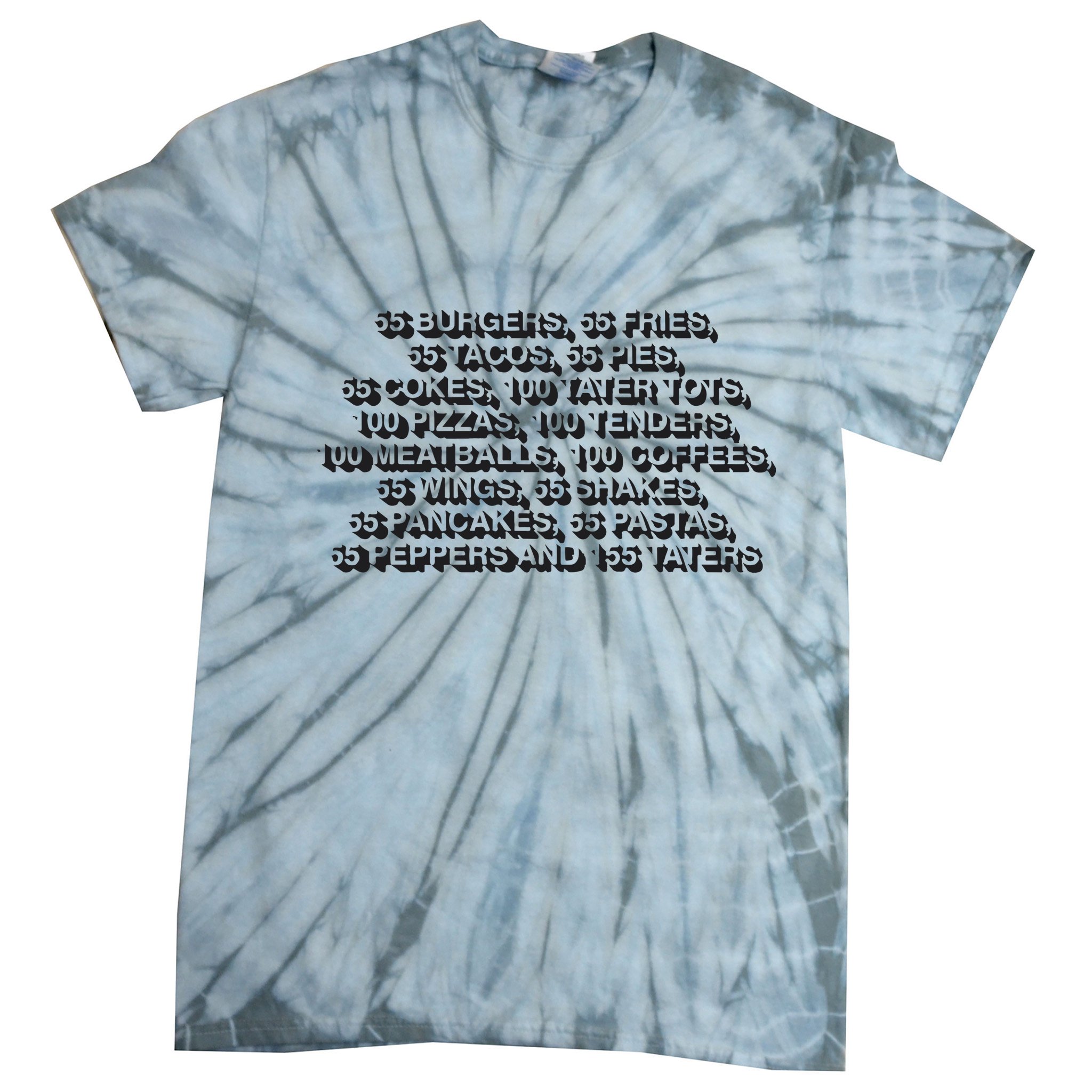 55 Burgers 55 Fries 55 Tacos 55 Pies 55 Cokes Tie-Dye T-Shirt