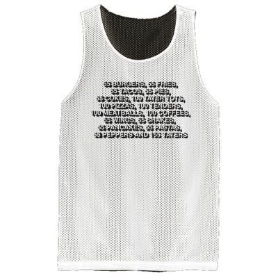 55 Burgers 55 Fries 55 Tacos 55 Pies 55 Cokes Mesh Reversible Basketball Jersey Tank