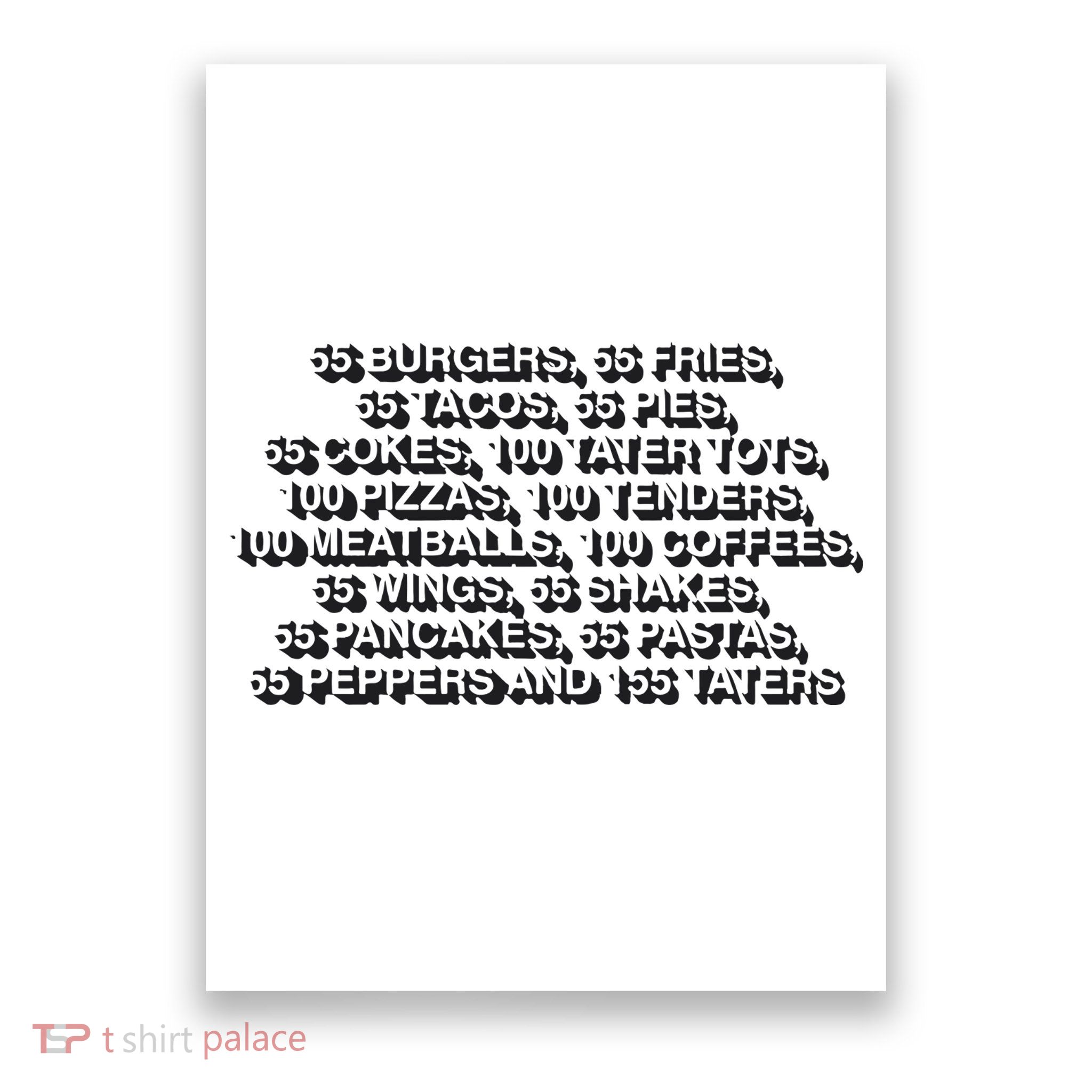 55 Burgers 55 Fries 55 Tacos 55 Pies 55 Cokes Poster