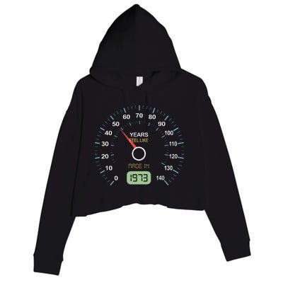 50th Birthday 50th Speedometer Born In 1973 Crop Fleece Hoodie