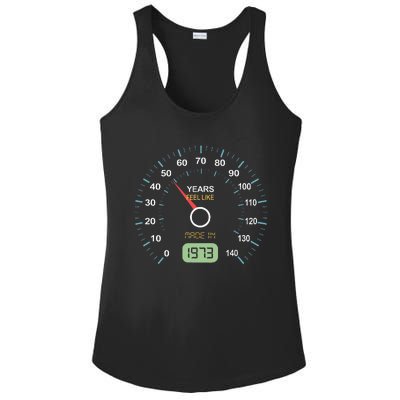 50th Birthday 50th Speedometer Born In 1973 Ladies PosiCharge Competitor Racerback Tank