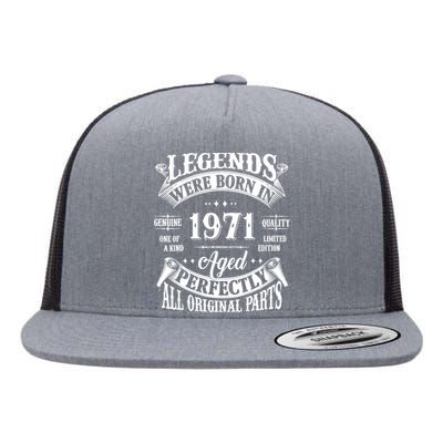 53rd Birthday 53 Years Old Vintage Legends Born In 1971 Flat Bill Trucker Hat