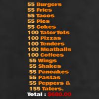 55 Burgers 55 Shakes 55 Fries Think You Should Leave Funny 7 Panel Mesh Trucker Snapback Hat