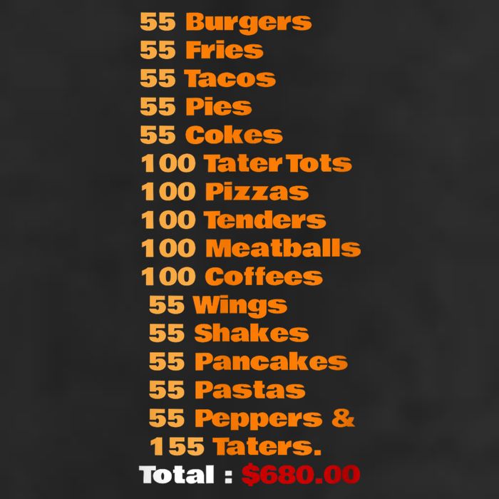 55 Burgers 55 Shakes 55 Fries Think You Should Leave Funny 7 Panel Mesh Trucker Snapback Hat
