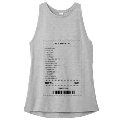 55 Burgers 55 Fries I Think You Should Leave Receipt Design Ladies PosiCharge Tri-Blend Wicking Tank
