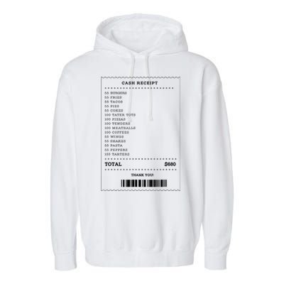 55 Burgers 55 Fries I Think You Should Leave Receipt Design Garment-Dyed Fleece Hoodie