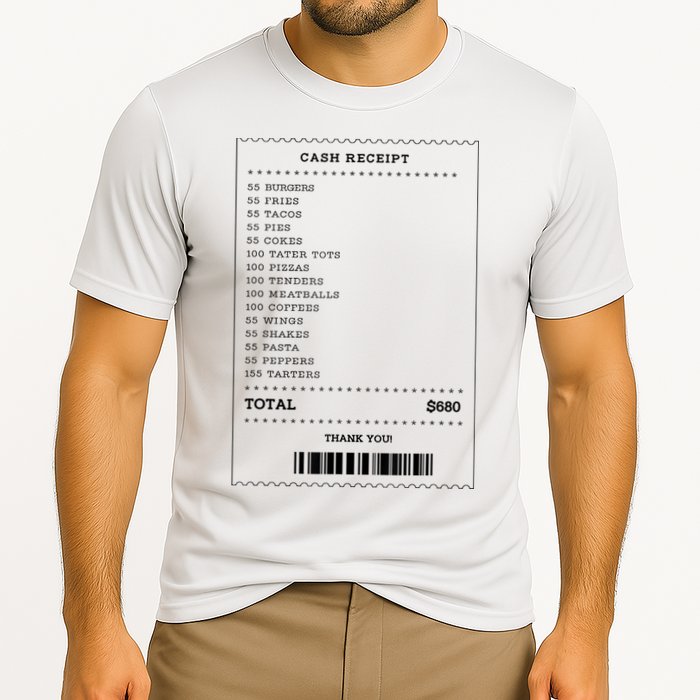 55 Burgers 55 Fries I Think You Should Leave Receipt Design Cooling Performance Crew T-Shirt