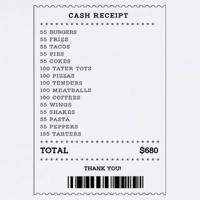 55 Burgers 55 Fries I Think You Should Leave Receipt Design T-Shirt