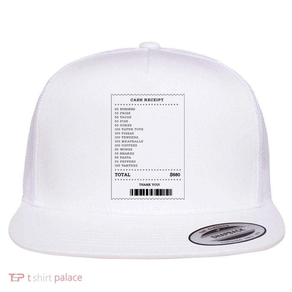 55 Burgers 55 Fries I Think You Should Leave Receipt Design Flatbill Hat