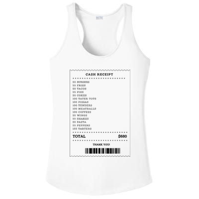 55 Burgers 55 Fries I Think You Should Leave Receipt Design Ladies PosiCharge Competitor Racerback Tank