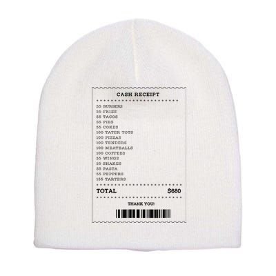 55 Burgers 55 Fries I Think You Should Leave Receipt Design Short Acrylic Beanie